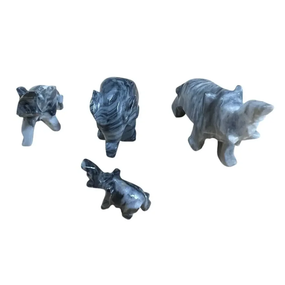 Vintage Marble Small Handcarved Elephants Set of 4 Excellent Used Condition